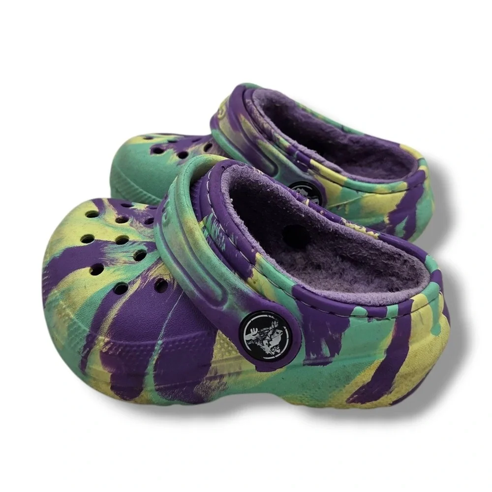 Crocs Classic Lined Clog Child 5 Tie Dye Slip On
